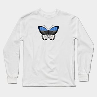 Estonian Flag Butterfly Long Sleeve T-Shirt